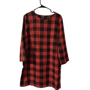 Charlie Paige Red Black Buffalo Plaid Zipper Back‎ Dress Large